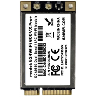 524WiFi 600VX ProPlus 2x2 MIMO 802.11ac Mini PCIe Wi-Fi Module, Dual Band, 2,4GHz / 5GHz QCA 9880 advanced edition