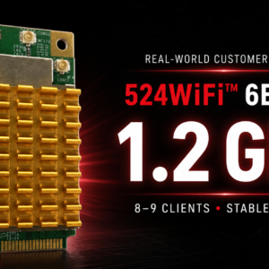 524WiFi™ 6E 3000 customer test: 1.2 Gb/s with 8–9 clients