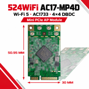 524WiFi AC17-MP4D Pro Plus – Wi-Fi 5 AC1733 4×4 DBDC Mini PCIe AP Module