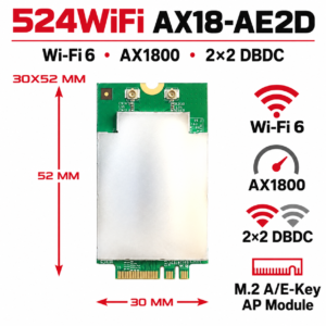 524WiFi AX18-AE2D Pro Plus – Wi-Fi 6 AX1800 2×2 DBDC M.2 A/E-Key AP Module