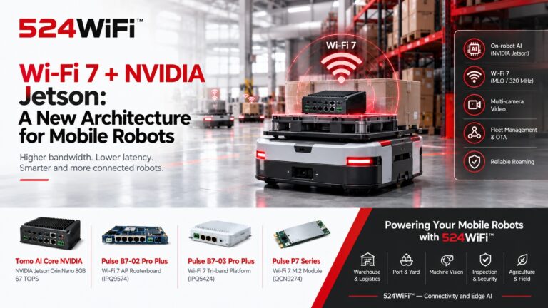 524WiFi™ mobile robot architecture with Tomo AI Core NVIDIA and Pulse Wi-Fi 7 platforms
