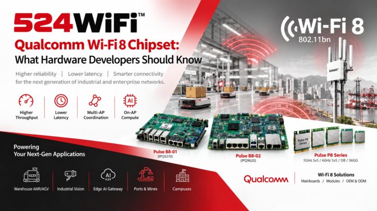 524WiFi™ Pulse B8 mainboards and Pulse P8 radio modules on Qualcomm Wi-Fi 8 technology