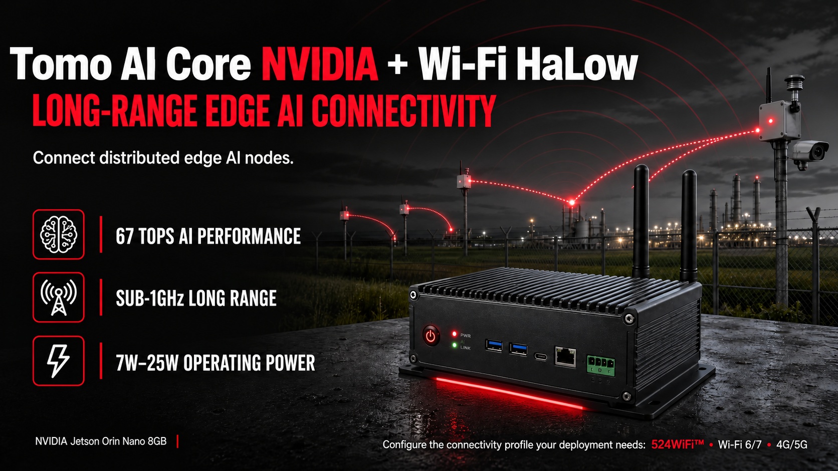 Tomo AI Core NVIDIA + Wi-Fi HaLow: Long-Range Edge AI Connectivity