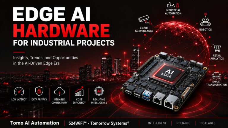 Tomo AI Automation · 524WiFi™ · Tomorrow Systems® — industrial application and integration illustration