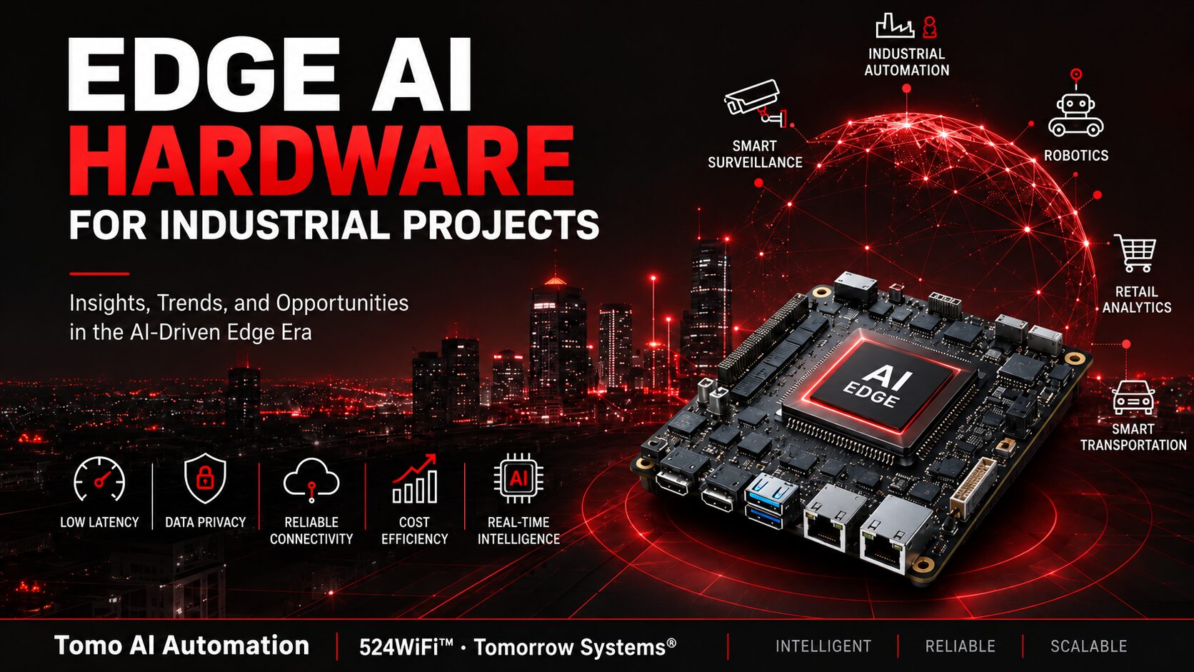Tomo AI Automation · 524WiFi™ · Tomorrow Systems® — industrial application and integration illustration
