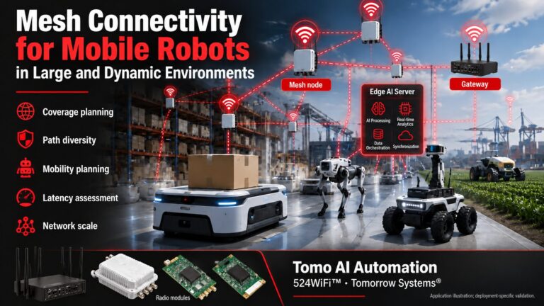 Tomo AI Automation · 524WiFi™ · Tomorrow Systems® — industrial application and integration illustration