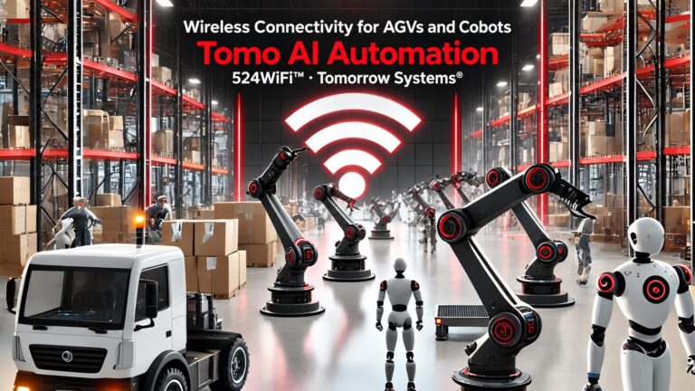Tomo AI Automation · 524WiFi™ · Tomorrow Systems® — industrial application and integration illustration