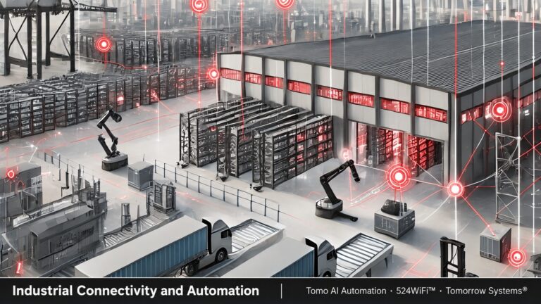Tomo AI Automation · 524WiFi™ · Tomorrow Systems® — industrial application and integration illustration