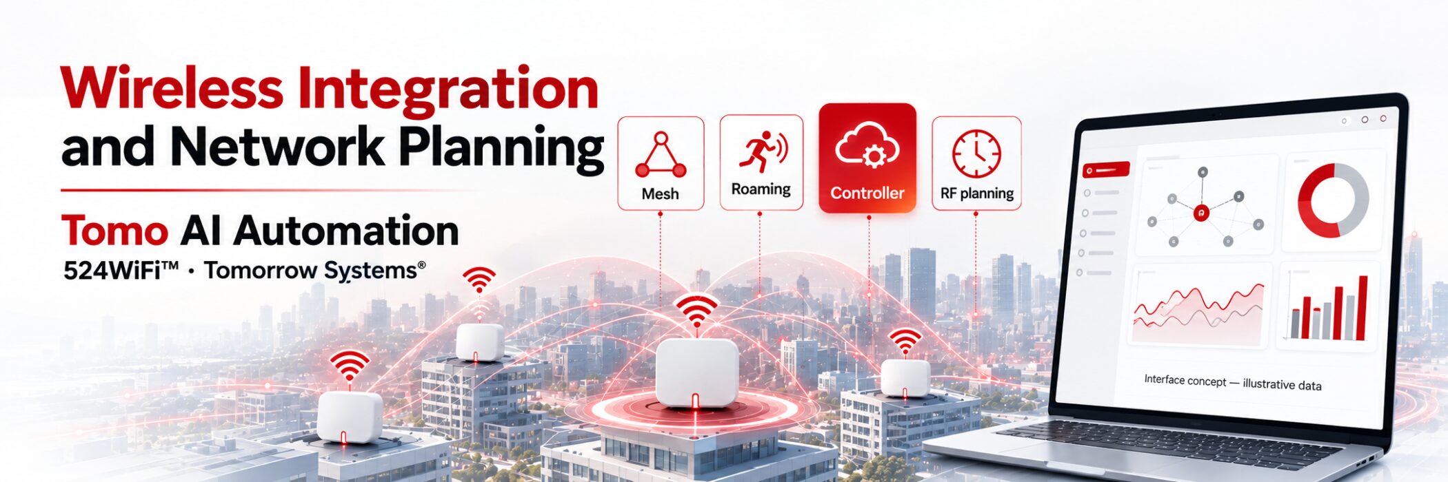 Tomo AI Automation · 524WiFi™ · Tomorrow Systems® — industrial application and integration illustration