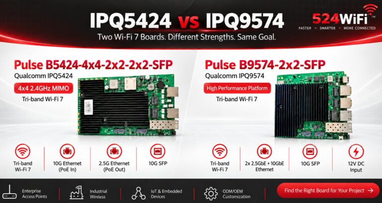 524WiFi™ Pulse IPQ5424 vs IPQ9574: Choosing a Wi-Fi 7 Board